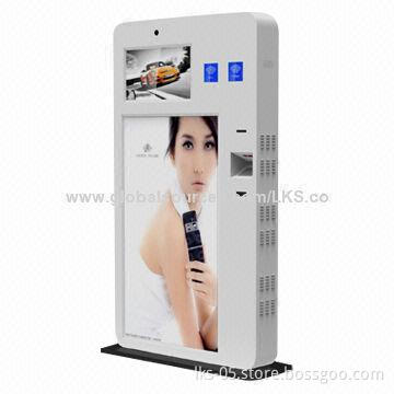 Shopping mall advertising touch screen kiosk with VIP card reader